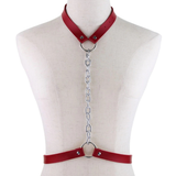 Faux Leather Body Harness With Chain / Unisex Bondage BDSM Necklace / Erotic Waist Belt - EVE's SECRETS