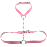 Faux Leather Body Harness With Chain / Unisex Bondage BDSM Necklace / Erotic Waist Belt - EVE's SECRETS