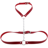 Faux Leather Body Harness With Chain / Unisex Bondage BDSM Necklace / Erotic Waist Belt - EVE's SECRETS