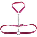 Faux Leather Body Harness With Chain / Unisex Bondage BDSM Necklace / Erotic Waist Belt - EVE's SECRETS
