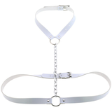 Faux Leather Body Harness With Chain / Unisex Bondage BDSM Necklace / Erotic Waist Belt - EVE's SECRETS