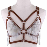Faux Leather Chain Body Harness / BDSM Bra Harness / Women's Chain Top - EVE's SECRETS
