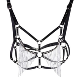 Faux Leather Chain Body Harness / BDSM Bra Harness / Women's Chain Top - EVE's SECRETS