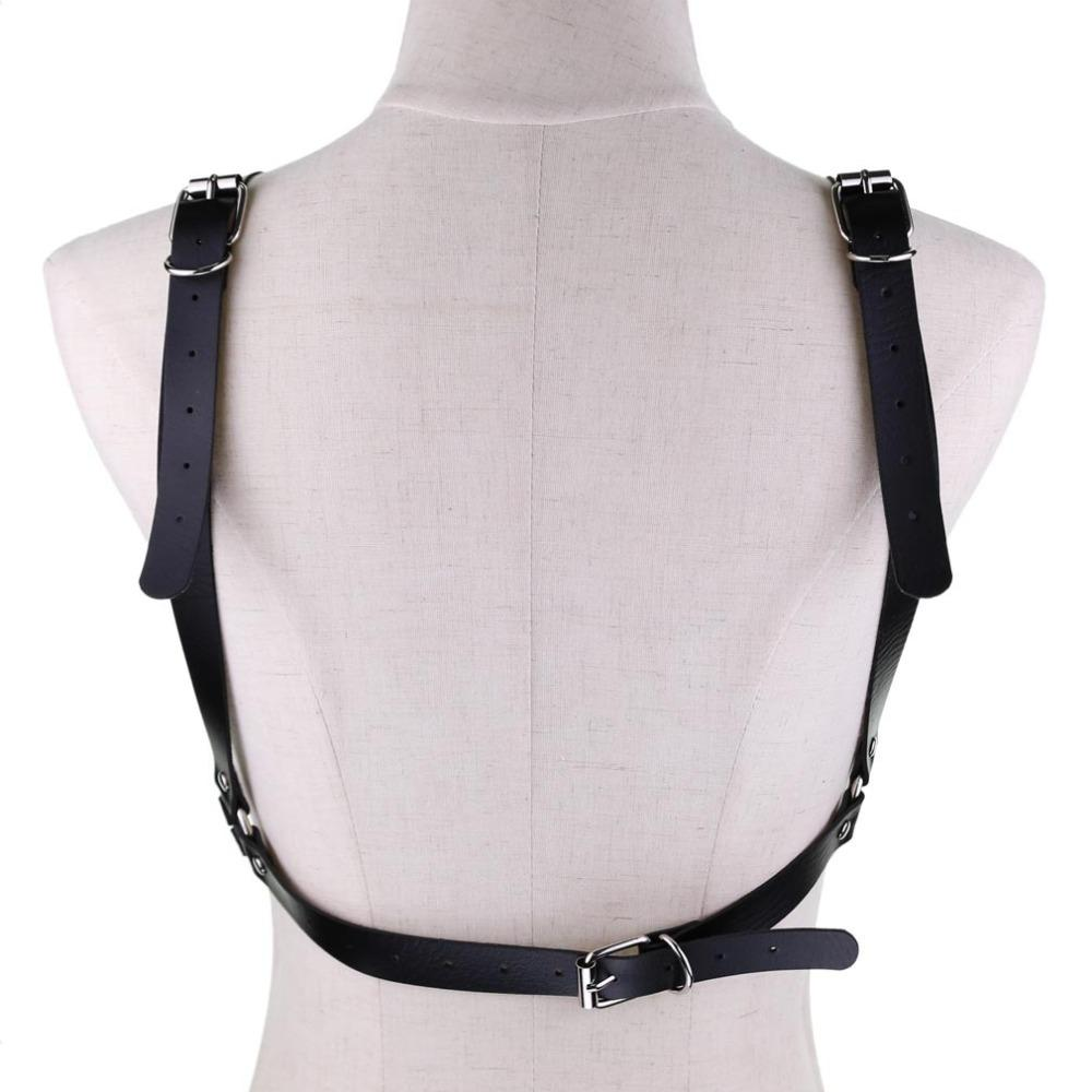 Faux Leather Chain Body Harness / BDSM Bra Harness / Women's Chain Top - EVE's SECRETS