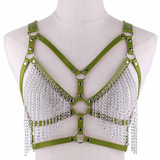 Faux Leather Chain Body Harness / BDSM Bra Harness / Women's Chain Top - EVE's SECRETS