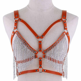 Faux Leather Chain Body Harness / BDSM Bra Harness / Women's Chain Top - EVE's SECRETS