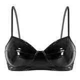 Faux Leather Sexy Wet Look Bra / Ladies Lingerie with Non-adjustable Straps - EVE's SECRETS