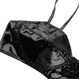 Faux Leather Sexy Wet Look Bra / Ladies Lingerie with Non-adjustable Straps - EVE's SECRETS