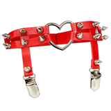 Female Colorful PU Leather Stockings Garter Belts / Women's Retro Rivet Lace Body Harness - EVE's SECRETS