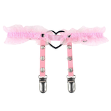 Female Colorful PU Leather Stockings Garter Belts / Women's Retro Rivet Lace Body Harness - EVE's SECRETS