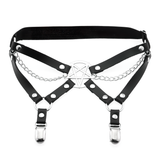 Female Colorful PU Leather Stockings Garter Belts / Women's Retro Rivet Lace Body Harness - EVE's SECRETS
