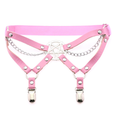 Female Colorful PU Leather Stockings Garter Belts / Women's Retro Rivet Lace Body Harness - EVE's SECRETS