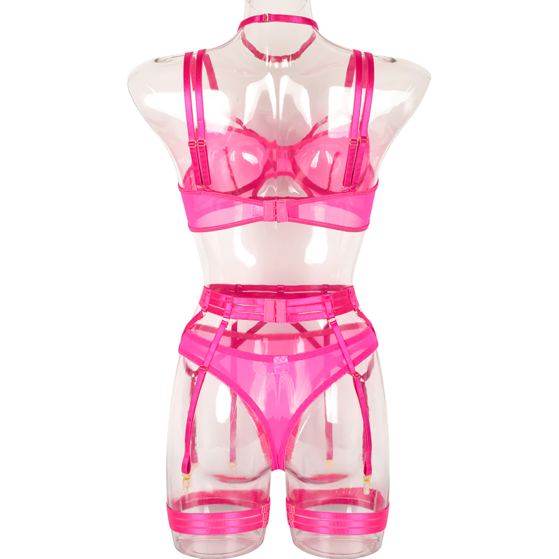 Female Erotic 4-Piece Sensual Lingerie / Transparent Sexy Shelf Lace Underwear - EVE's SECRETS