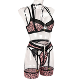Female Hollow Out Sexy Leopard Lingerie / Women's Erotic 3-Piece Underwear Outfit - EVE's SECRETS