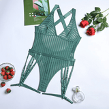 Female See-Through Deep-V Bodysuit Lingerie / Women's Backless Halter Erotic Apparel - EVE's SECRETS