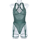 Female See-Through Deep-V Bodysuit Lingerie / Women's Backless Halter Erotic Apparel - EVE's SECRETS