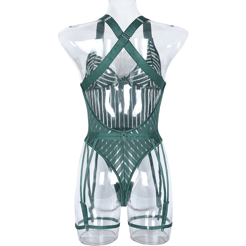 Female See-Through Deep-V Bodysuit Lingerie / Women's Backless Halter Erotic Apparel - EVE's SECRETS