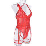 Female See-Through Deep-V Bodysuit Lingerie / Women's Backless Halter Erotic Apparel - EVE's SECRETS