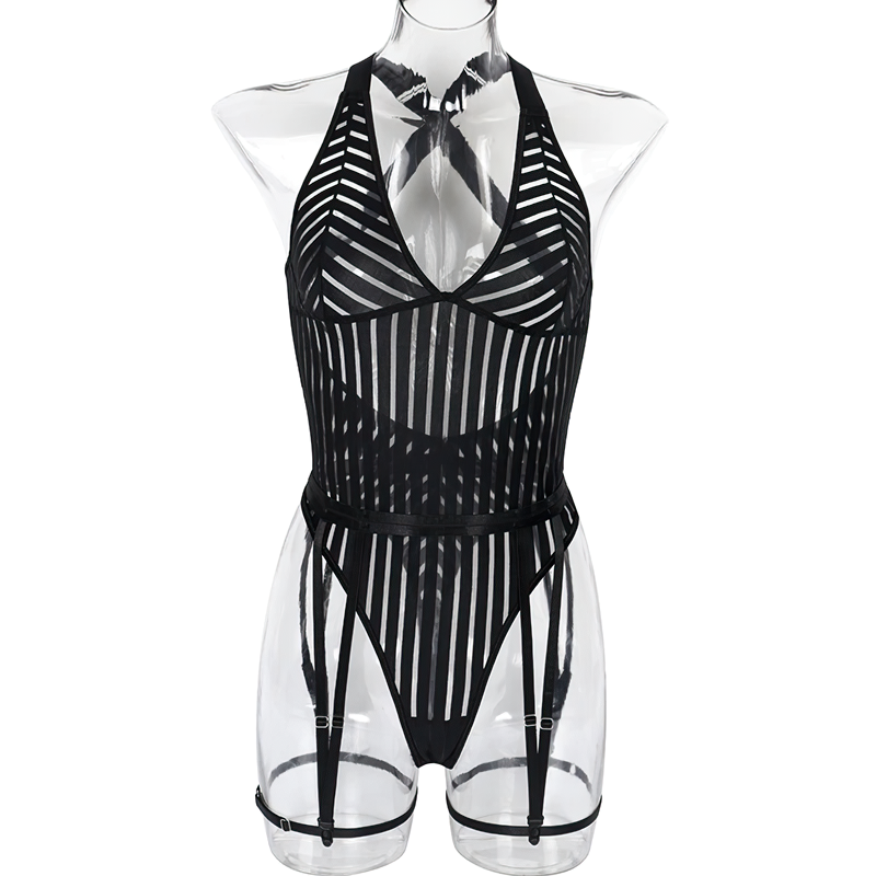 Female See-Through Deep-V Bodysuit Lingerie / Women's Backless Halter Erotic Apparel - EVE's SECRETS