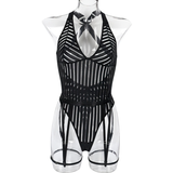 Female See-Through Deep-V Bodysuit Lingerie / Women's Backless Halter Erotic Apparel - EVE's SECRETS
