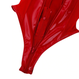 Female Shiny High Cut Bodysuit with Mesh / Sexy Clubwear with Zippered Crotch - EVE's SECRETS