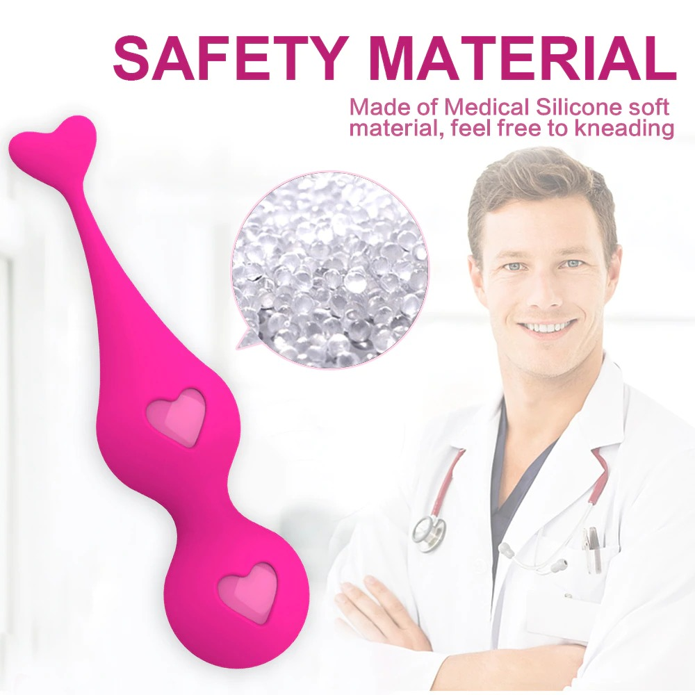 Female Silicone Kegel Balls / Elastic Women's Vagina Trainer With Hearts / G-Spot Massager - EVE's SECRETS