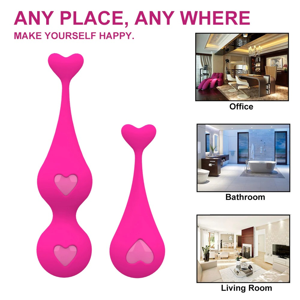 Female Silicone Kegel Balls / Elastic Women's Vagina Trainer With Hearts / G-Spot Massager - EVE's SECRETS