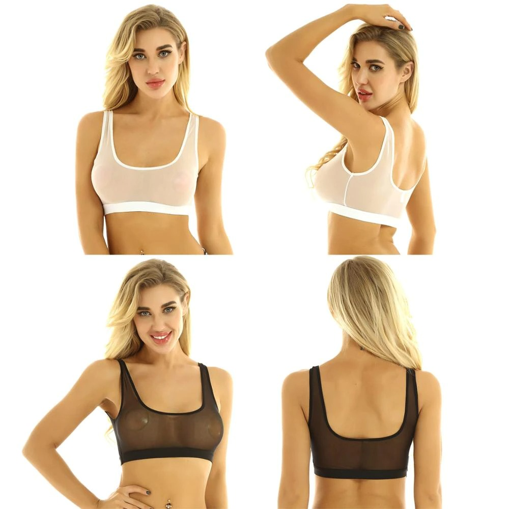 Female Transparent Erotic Bra / Sexy U Neck Lingerie with See Through Mesh - EVE's SECRETS