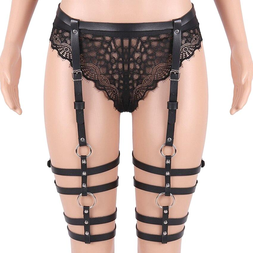 Fetish Accessory for Ladies / PU Leather Body Harness for Women / Bondage Garter Belt for Legs A - EVE's SECRETS