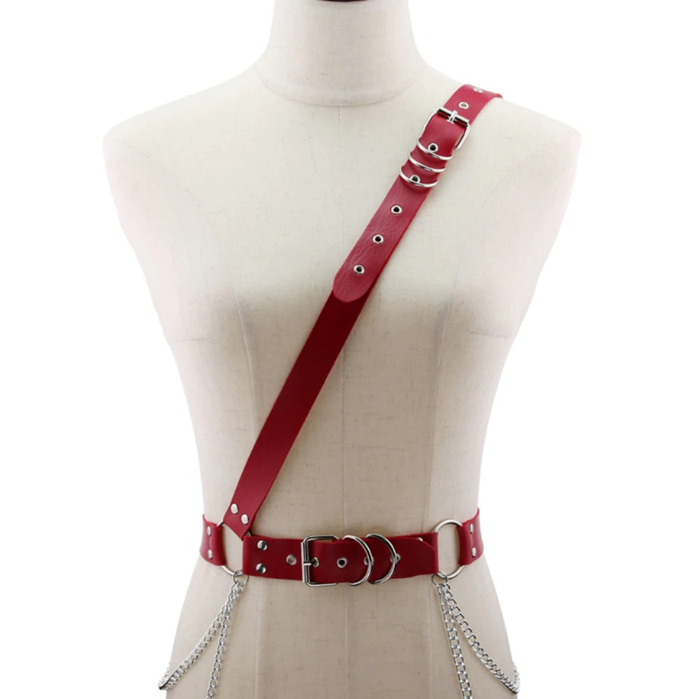 Fetish Fashion Adjustable Tassel Chain Belt Harness / Sexy PU leather Belt for Men and Women - EVE's SECRETS
