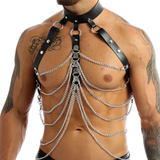 Fetish Fashion Body Shoulder Chest Harness / PU Leather Chain Halter Belt Harness
