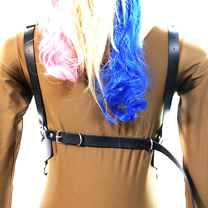 Fetish Fashion Chain Belt for Women / Faux Leather Wide Waist Body Harness / BDSM Corset Belt - EVE's SECRETS