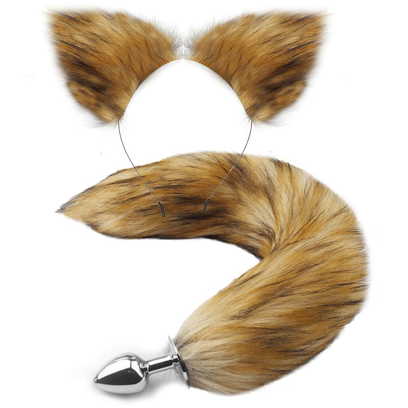 Fox Tail Anal Plug with Headband in Different Color Options / Metal Sex Toys for Erotic Cosplay - EVE's SECRETS