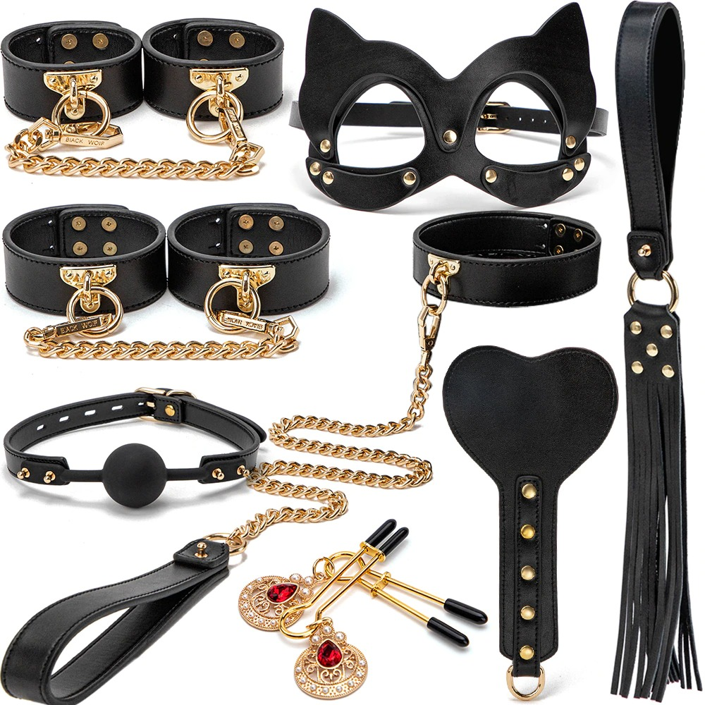 Genuine Leather BDSM Kit / Fetish Bondage 8-Piece Set for Erotic Games - EVE's SECRETS