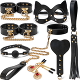 Kit BDSM en cuir véritable / Ensemble de 8 pièces Fetish Bondage pour jeux érotiques