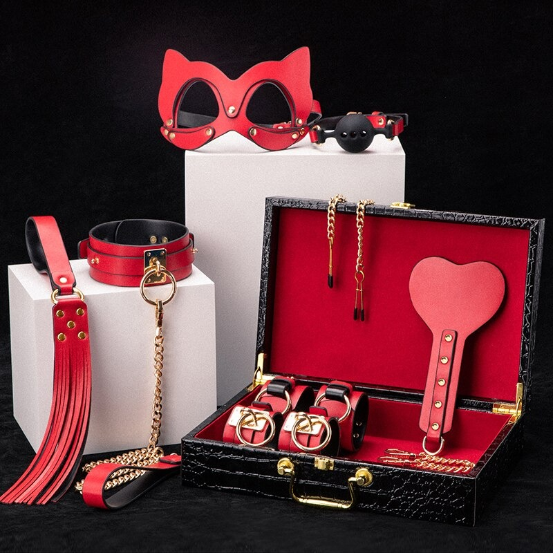 Genuine Leather BDSM Kit / Fetish Bondage 8-Piece Set for Erotic Games - EVE's SECRETS