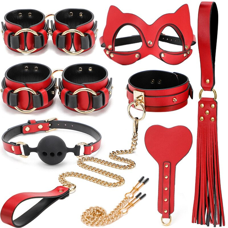 Genuine Leather BDSM Kit / Fetish Bondage 8-Piece Set for Erotic Games - EVE's SECRETS