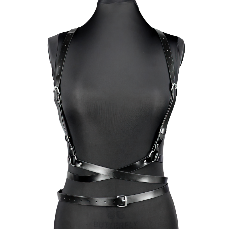 Gothic Men's PU Leather Body Harness / Erotic Male Adjustable Bondage / BDSM Accessories - EVE's SECRETS