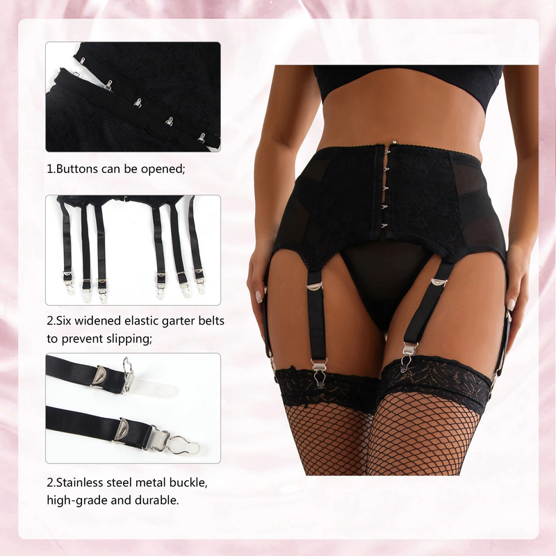 High Waisted Garter Belt with Panties / Women's Sexy Lace Lingerie in Different Colors - EVE's SECRETS