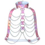 Holographic Chain Body Harness / Body Chain Bra Top Bondage / Fetish Rave Outfit for Women - EVE's SECRETS