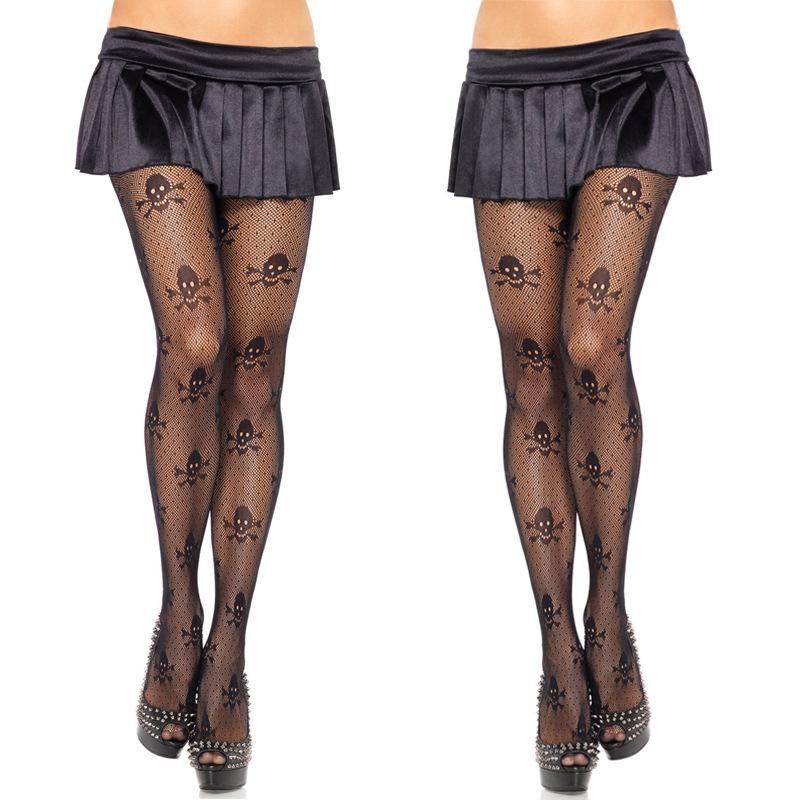 Hot Sexy Stockings with Skull / Womens Hollow Sheer Fishnet Pantyhose - EVE's SECRETS