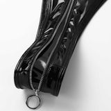 Hot Wet Look Exotic Teddies Leather Lingerie / Nipples Cups Zippered Crotch / High Cut Body Harness - EVE's SECRETS