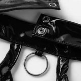 Hot Wet Look Exotic Teddies Leather Lingerie / Nipples Cups Zippered Crotch / High Cut Body Harness - EVE's SECRETS