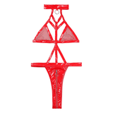 Hot Wet Look Exotic Teddies Leather Lingerie / Nipples Cups Zippered Crotch / High Cut Body Harness - EVE's SECRETS