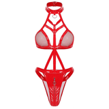 Hot Wet Look Exotic Teddies Leather Lingerie / Nipples Cups Zippered Crotch / High Cut Body Harness - EVE's SECRETS