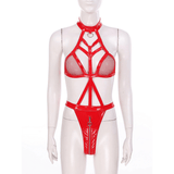 Hot Wet Look Exotic Teddies Leather Lingerie / Nipples Cups Zippered Crotch / High Cut Body Harness - EVE's SECRETS