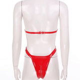 Hot Wet Look Exotic Teddies Leather Lingerie / Nipples Cups Zippered Crotch / High Cut Body Harness - EVE's SECRETS