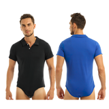 Adult Men's Lover Turn-Down Collar Bodysuit / Bulge Pouch Jockstraps Romper - EVE's SECRETS