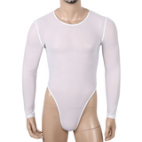 Men's Transparent Mesh Bodysuit with Zipper Back / Male Sexy High Cut See-Through Underwear - EVE's SECRETS