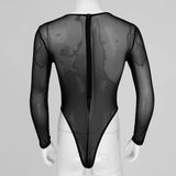 Men's Transparent Mesh Bodysuit with Zipper Back / Male Sexy High Cut See-Through Underwear - EVE's SECRETS